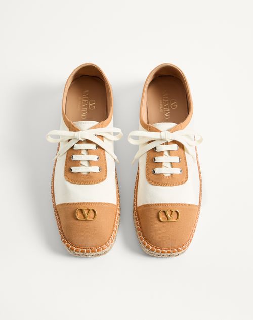 Valentino Garavani - Palm Avenue Espadrilles Aus Canvas Und Büffelleder - Elfenbein - Mann - Loafers Und Drivers